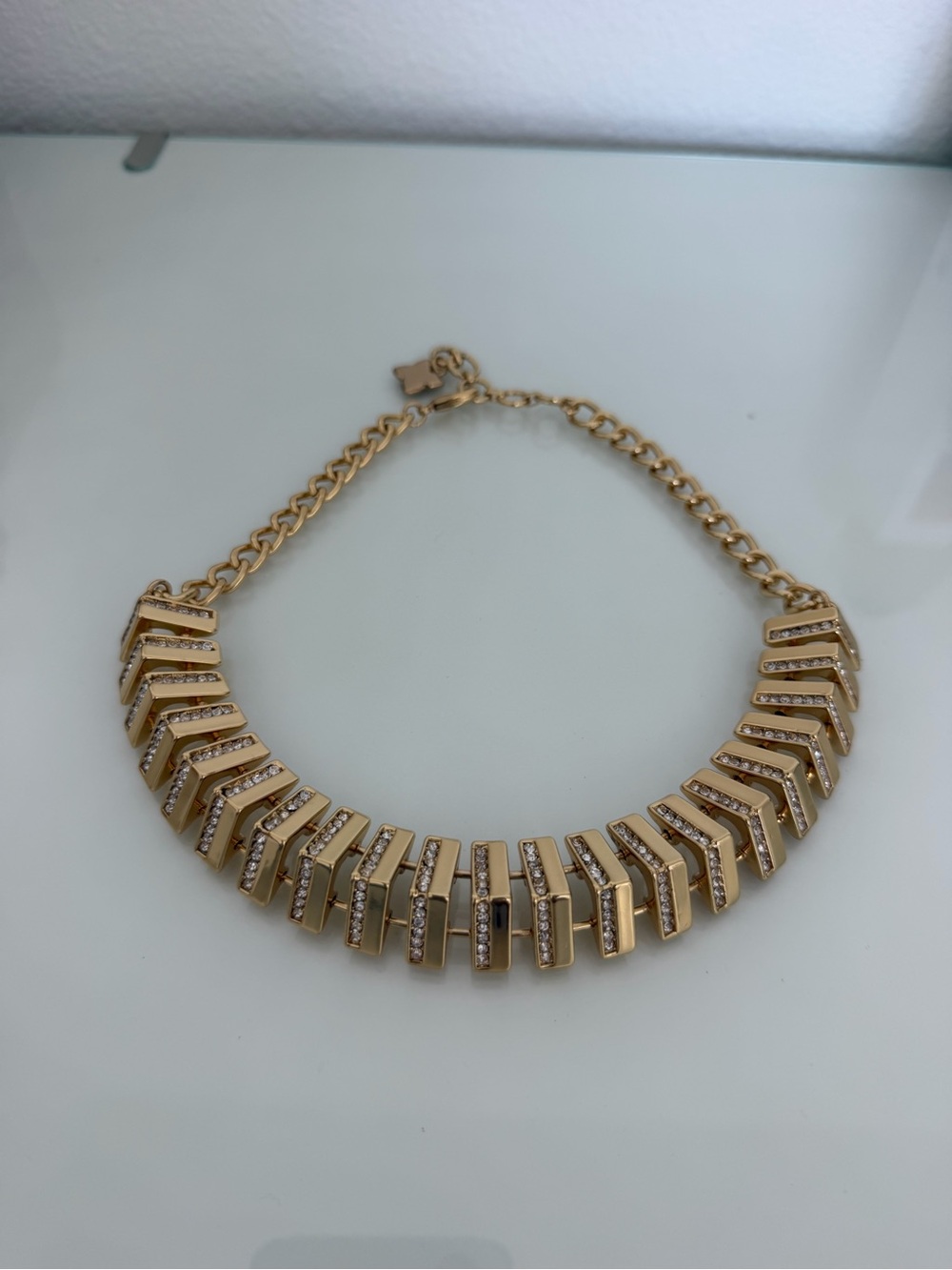 BCBGMaxAzria Gold Chevron Crystal Collar Necklace
